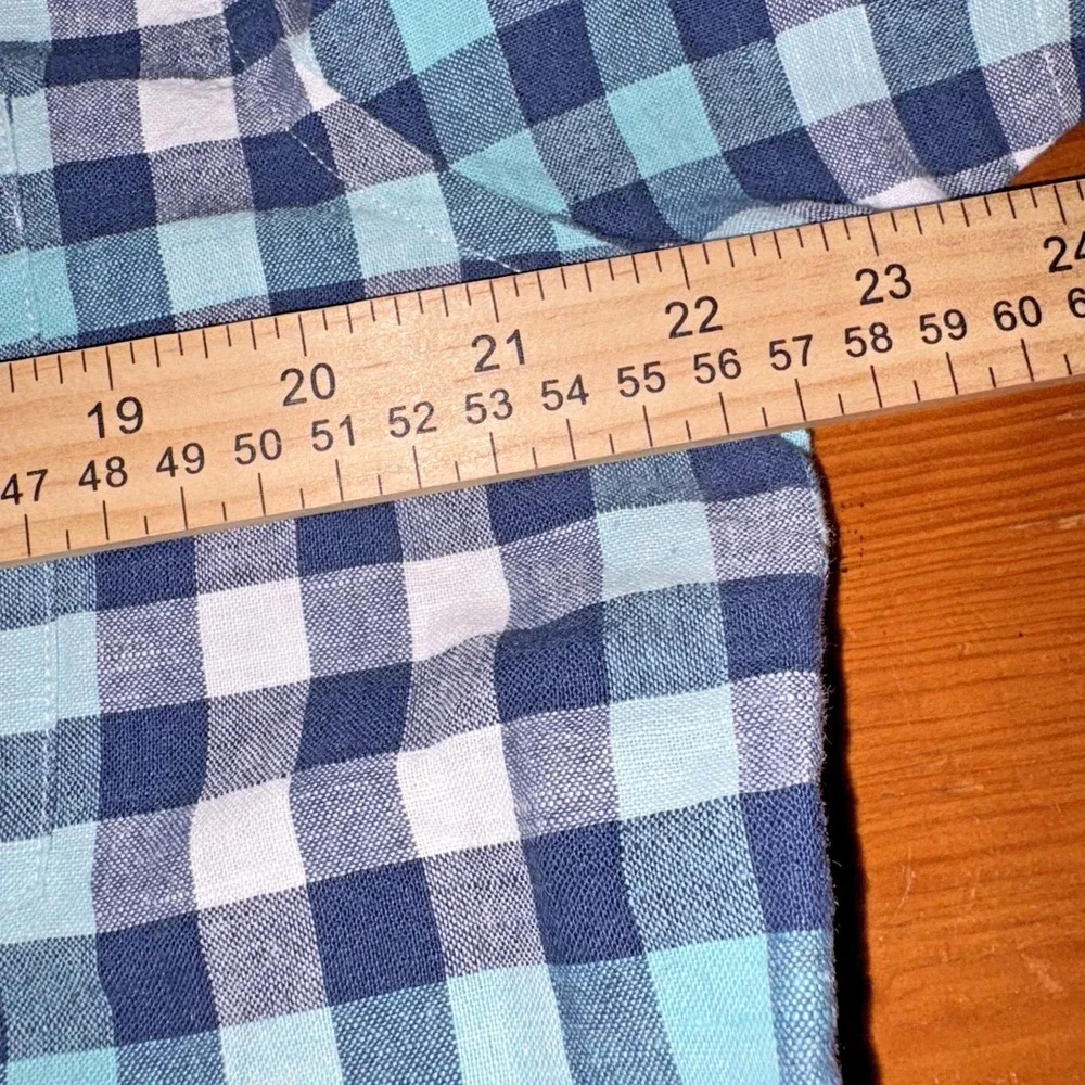 Banana Republic Plaid Shirt Short Sleeve Button Up Green Blue Mens‎ Large (M)